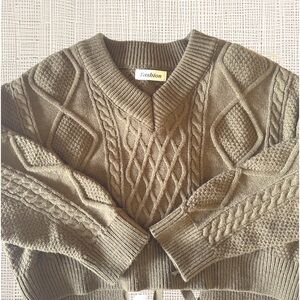 Olive Green Baggy Cropped Sweater